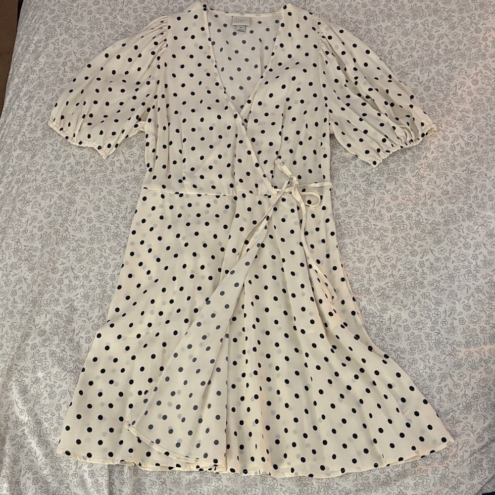 a new day Cream and Black Polka Dot Dress